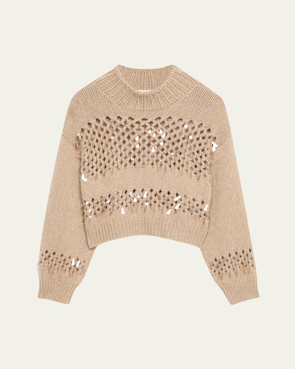 Oversized Cashmere Net Stitch Sweater